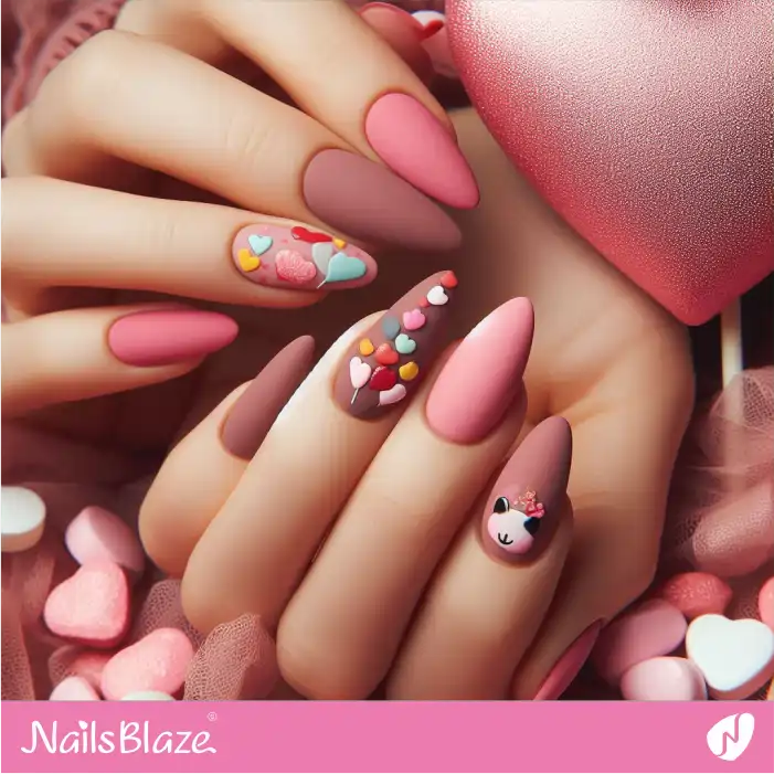 Valentine Sweetheart Candy Nail Design | Valentine Nails - NB2298